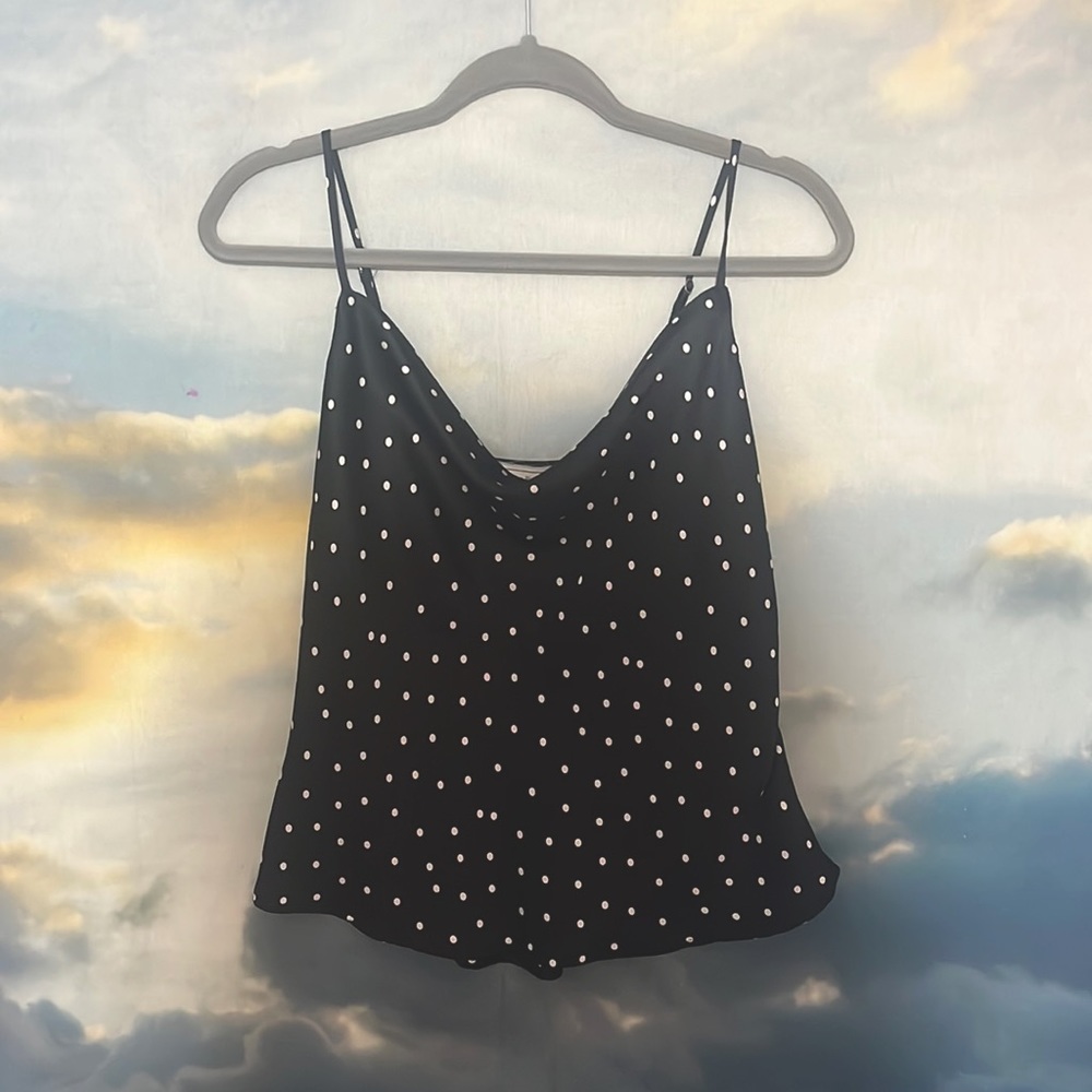 Abercrombie & Fitch- Black & White Polka Dot Satin Top